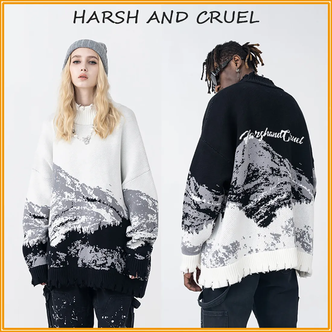 HARSH AND CRUEL  |Unisex Street Style Oversized Sweaters