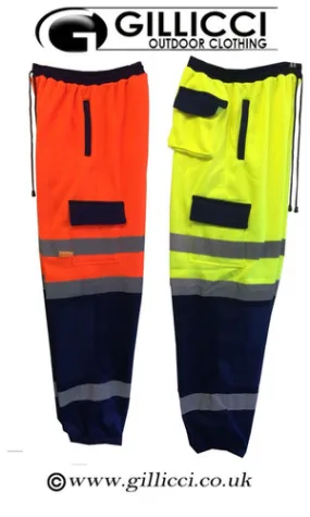 Hi Viz Visibility Two Tone Safety Fleece Combat Jersey Jogging Bottom Trouser | Gillicci Clothing