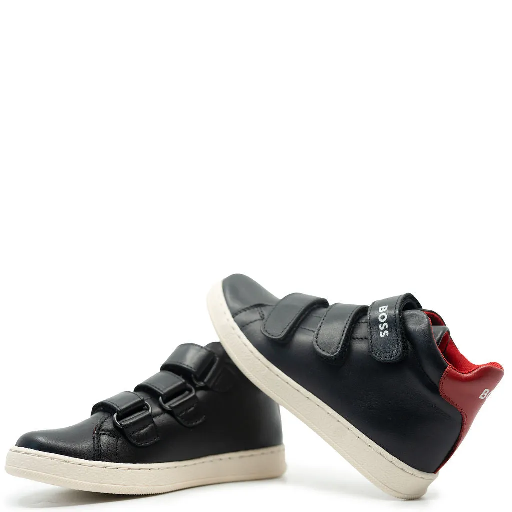 Hugo Boss Black and Red Velcro High Top Sneaker