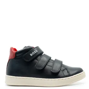 Hugo Boss Black and Red Velcro High Top Sneaker