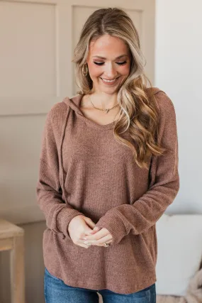 In A Rush Hooded Knit Top- Mocha