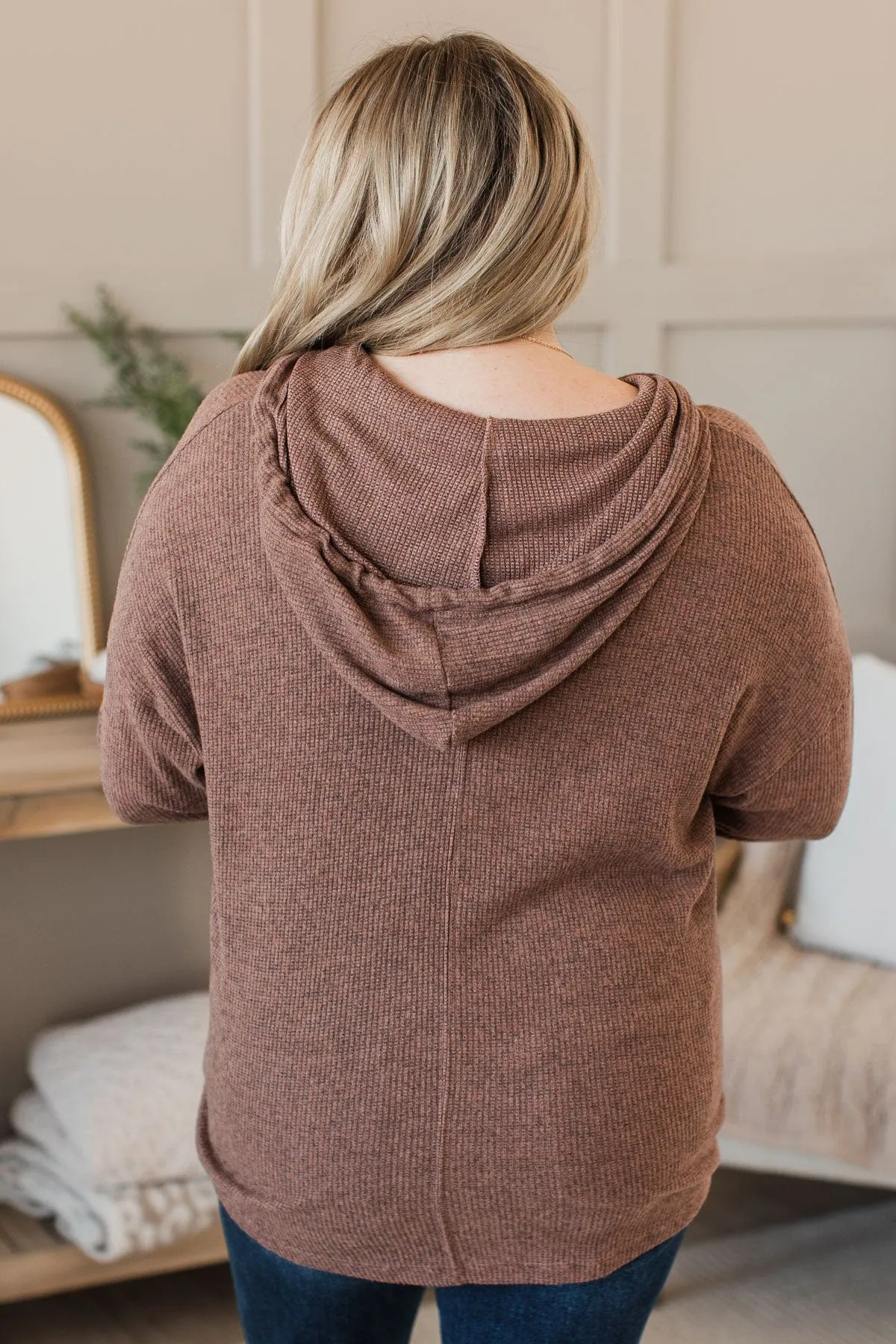 In A Rush Hooded Knit Top- Mocha