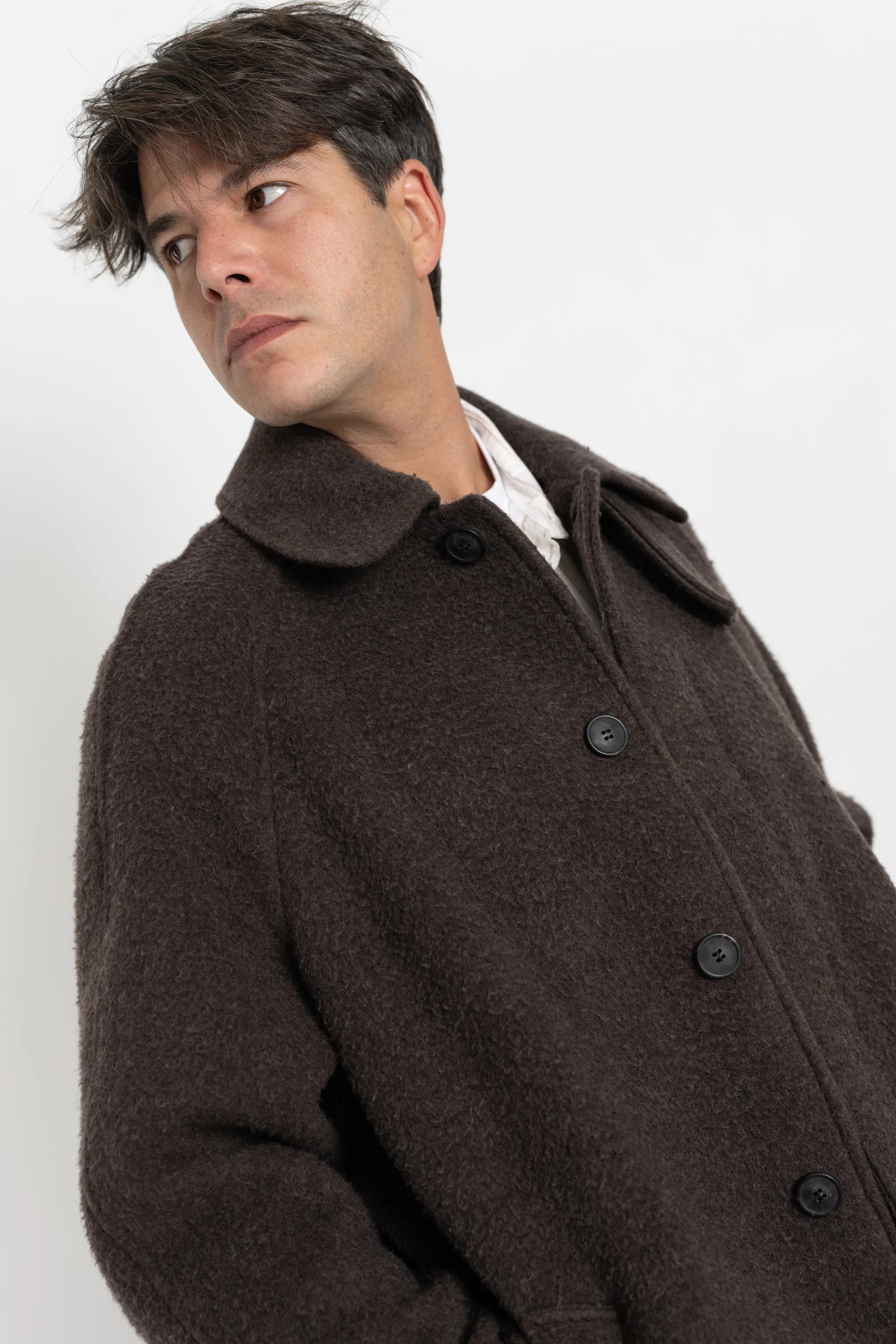 Installation Coat Brown Fuzz Recycled Wool