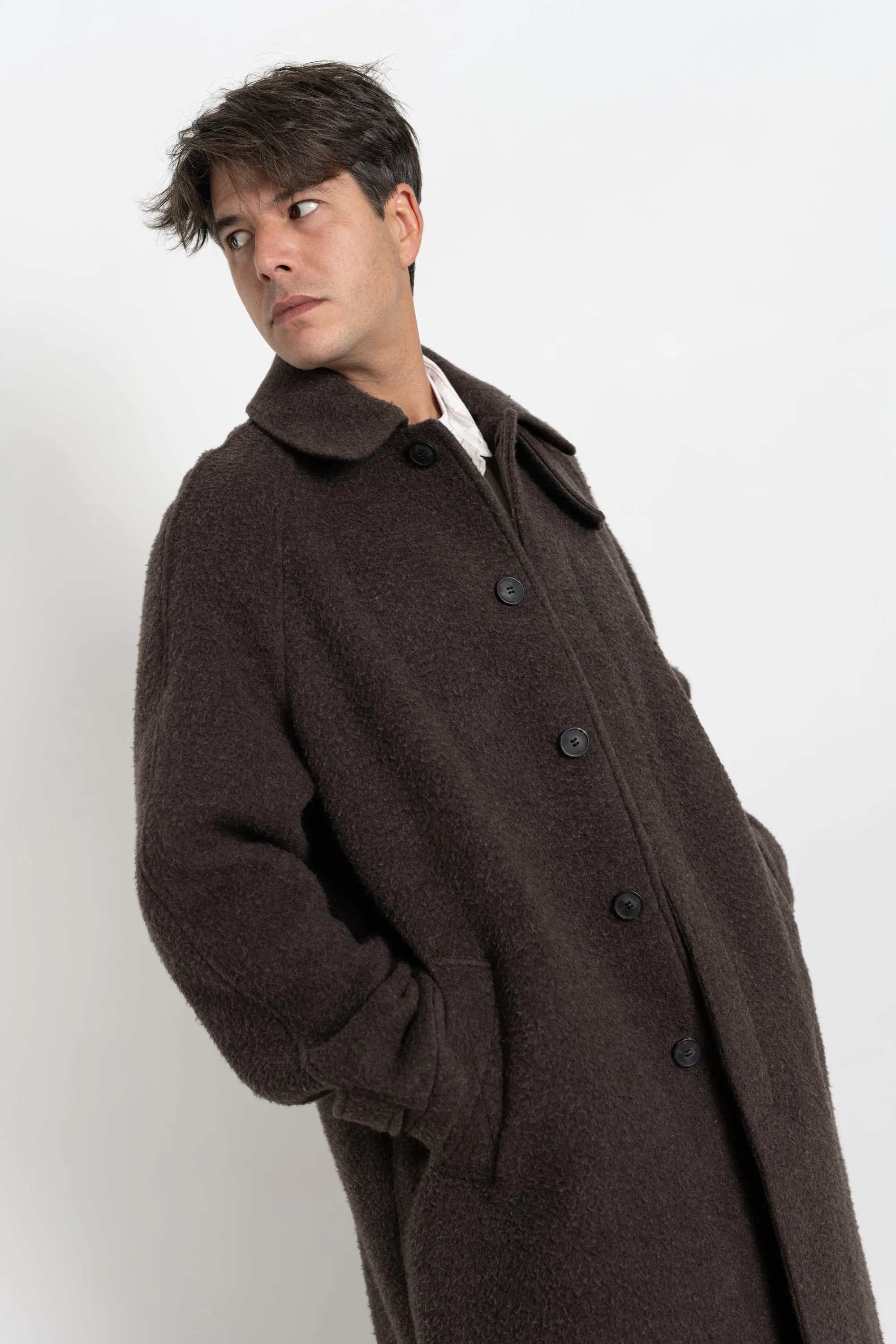 Installation Coat Brown Fuzz Recycled Wool