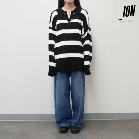 IONSEOUL  |Stripes Street Style V-Neck Long Sleeves Sweaters