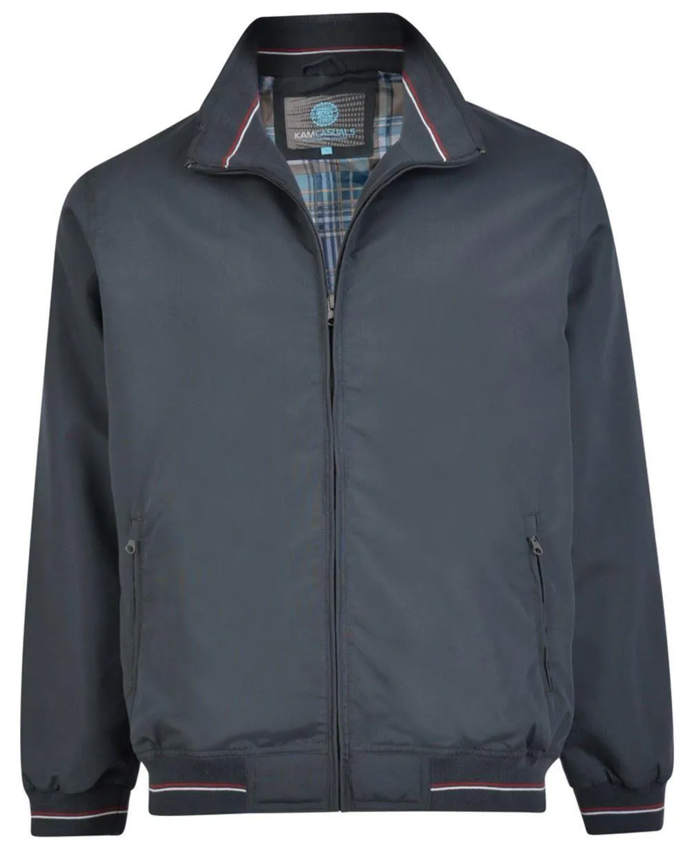 Kam Stripe Lightweight Tall Harrington Jacket - Navy