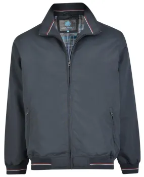 Kam Stripe Lightweight Tall Harrington Jacket - Navy