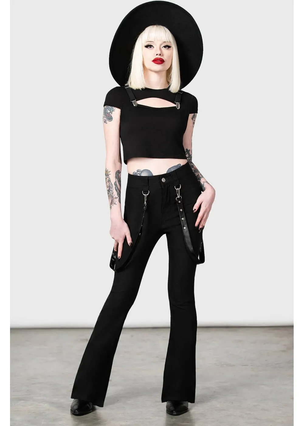 Killstar Cutout Bondage Pants Black