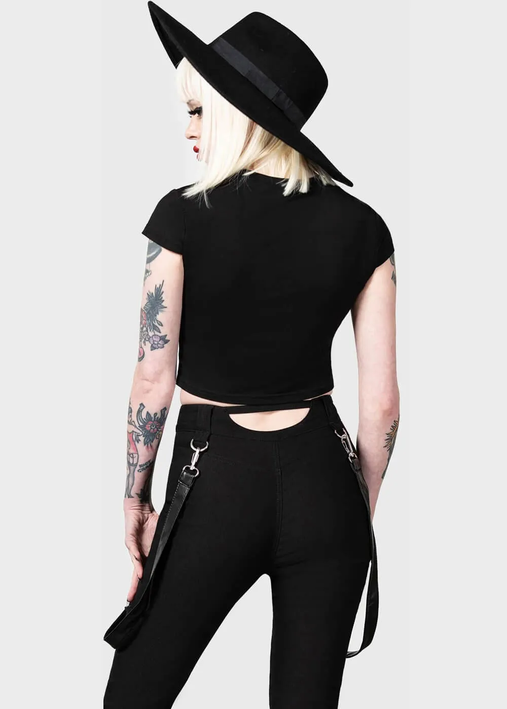 Killstar Cutout Bondage Pants Black