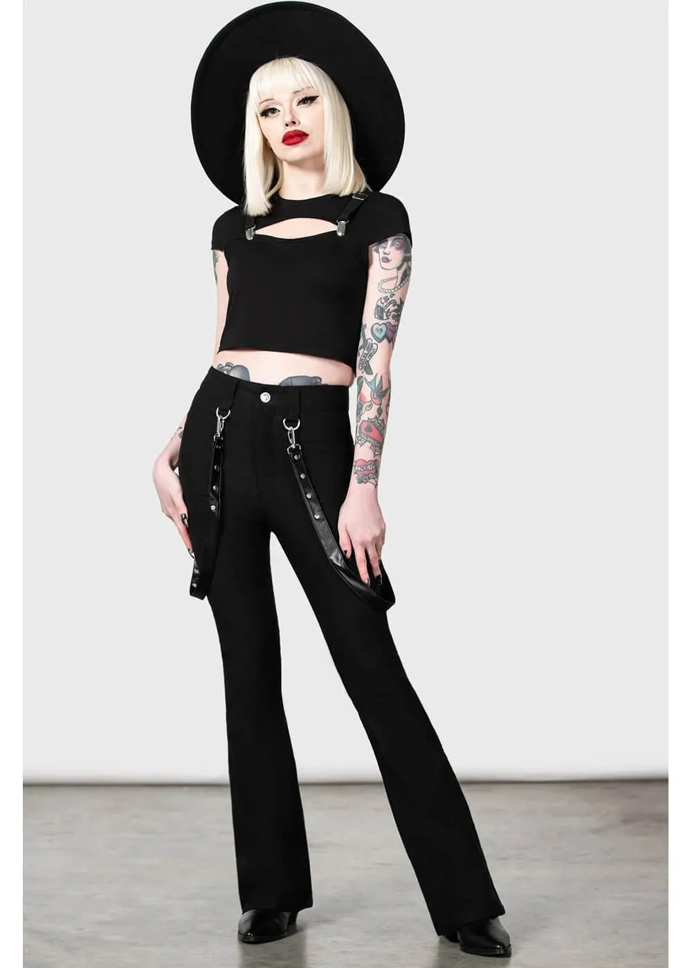 Killstar Cutout Bondage Pants Black