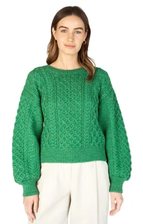 Ladies Honeysuckle Cropped Aran Sweater