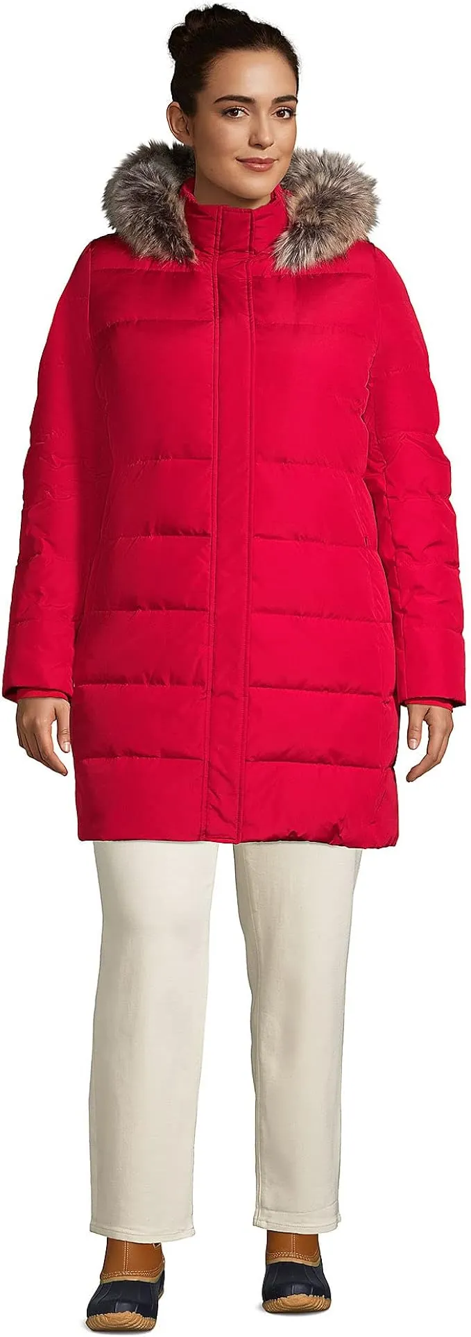 Lands' End Womens Down Winter Coat Rich Red Regular