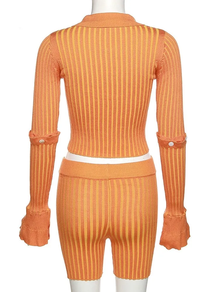 Leyla Knit Two Piece - Orange