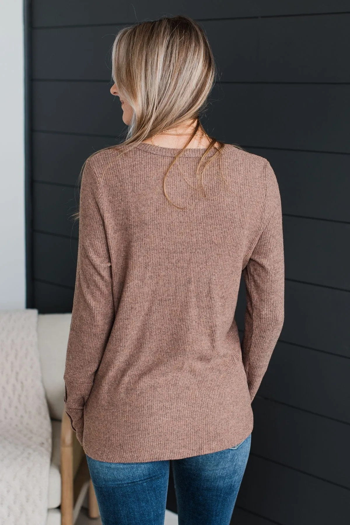 Little Moments Ribbed Knit Top- Mocha