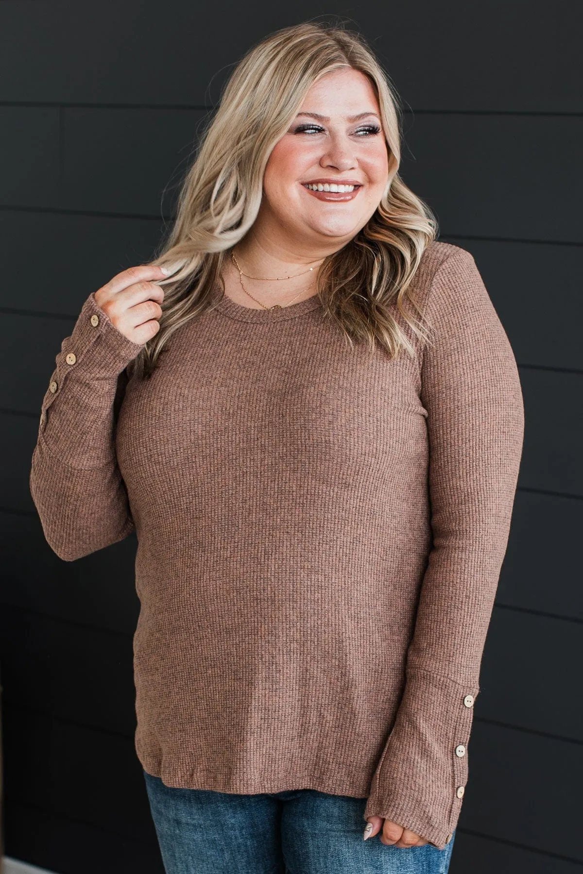 Little Moments Ribbed Knit Top- Mocha