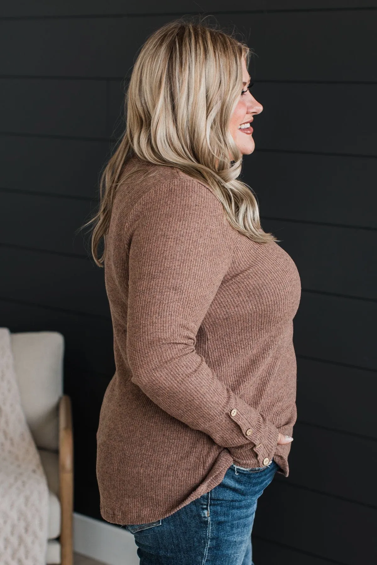 Little Moments Ribbed Knit Top- Mocha