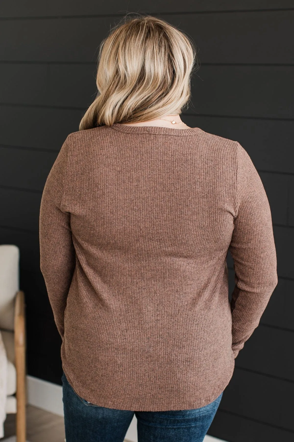 Little Moments Ribbed Knit Top- Mocha