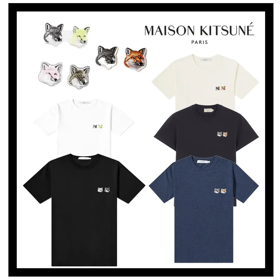 MAISON KITSUNE  |Short Sleeves Logo Designers T-Shirts