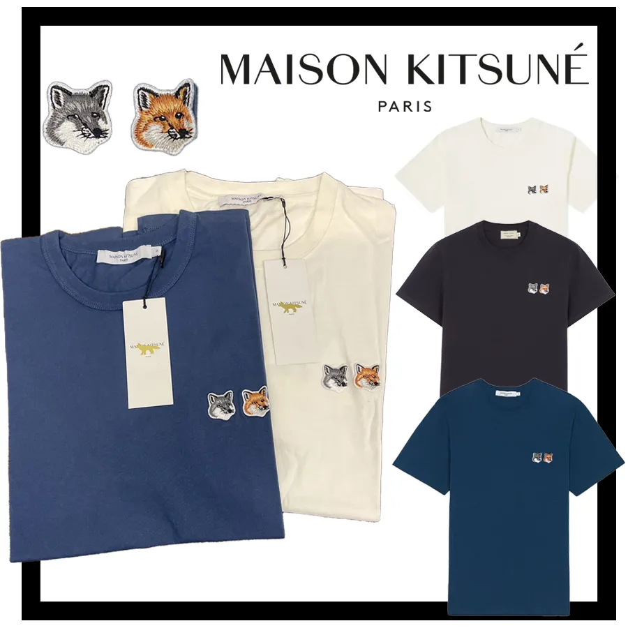 MAISON KITSUNE  |Short Sleeves Logo Designers T-Shirts