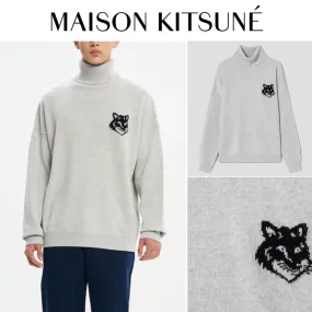 MAISON KITSUNE  |Unisex Plain Other Animal Patterns Logo Designers Sweaters