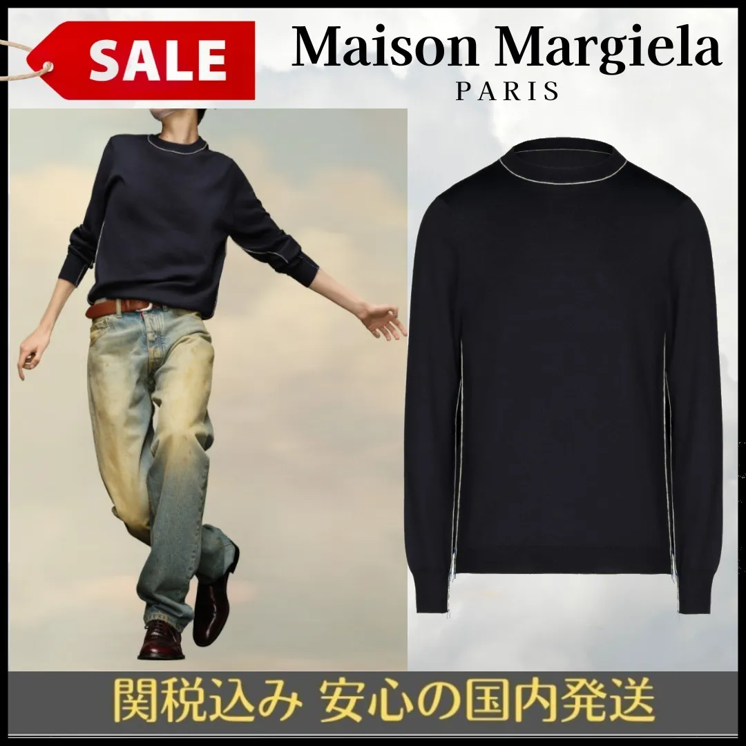 Maison Margiela  |Crew Neck Wool Long Sleeves Plain Designers Sweaters