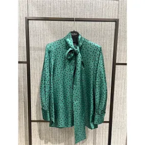 Max Mara Studio  |Dots Silk Long Sleeves Elegant Style Shirts & Blouses