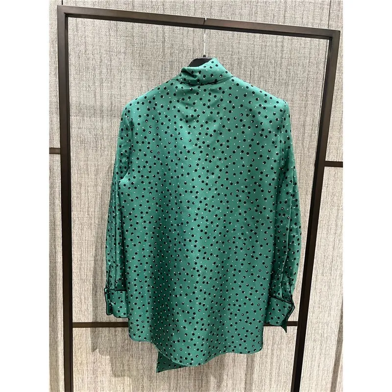 Max Mara Studio  |Dots Silk Long Sleeves Elegant Style Shirts & Blouses