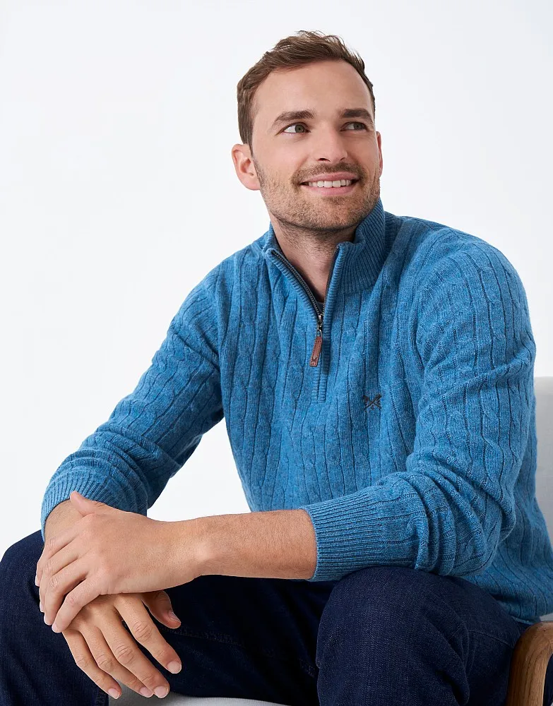 Men's Lambswool Cable Knit Half Zip Jumper from Crew Clothing Company