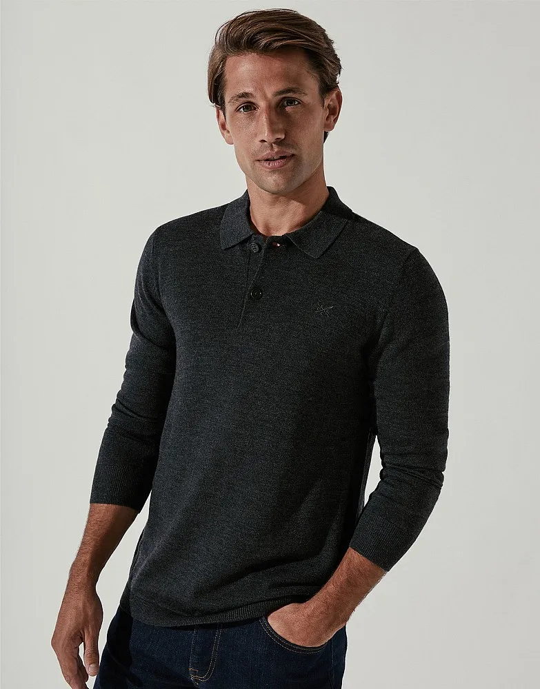 Men's Merino Knitted Polo Shirt from Crew Clothing Company