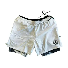 Mens Solid White Diamond Geo 2-1 Compression 7 Short