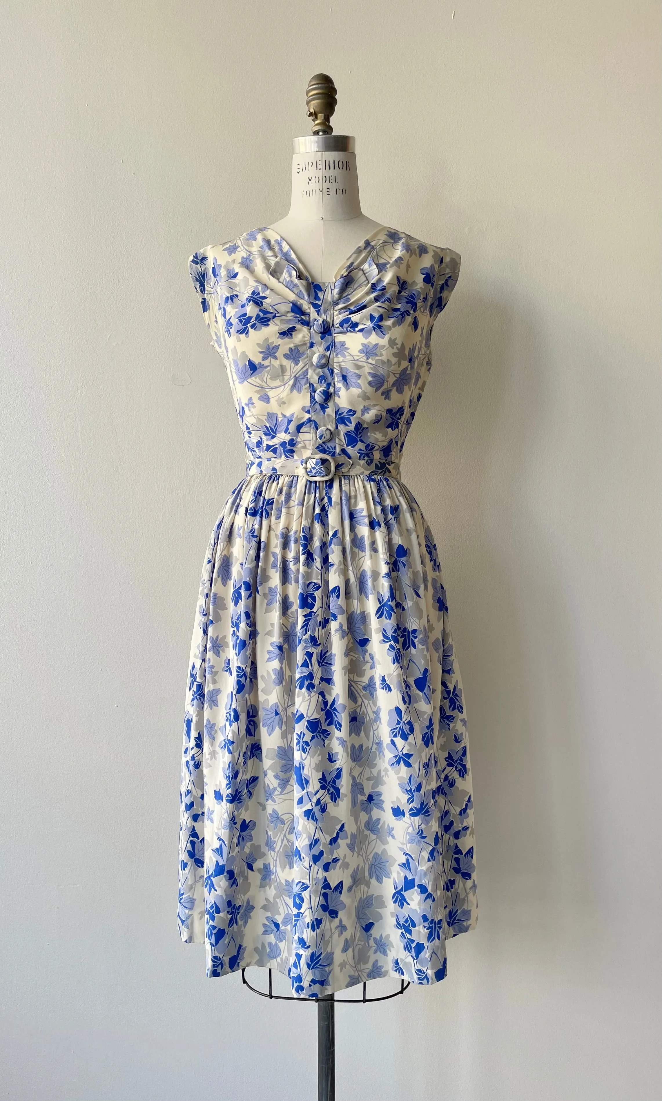 Misted Blooms Silk Dress | 1950s