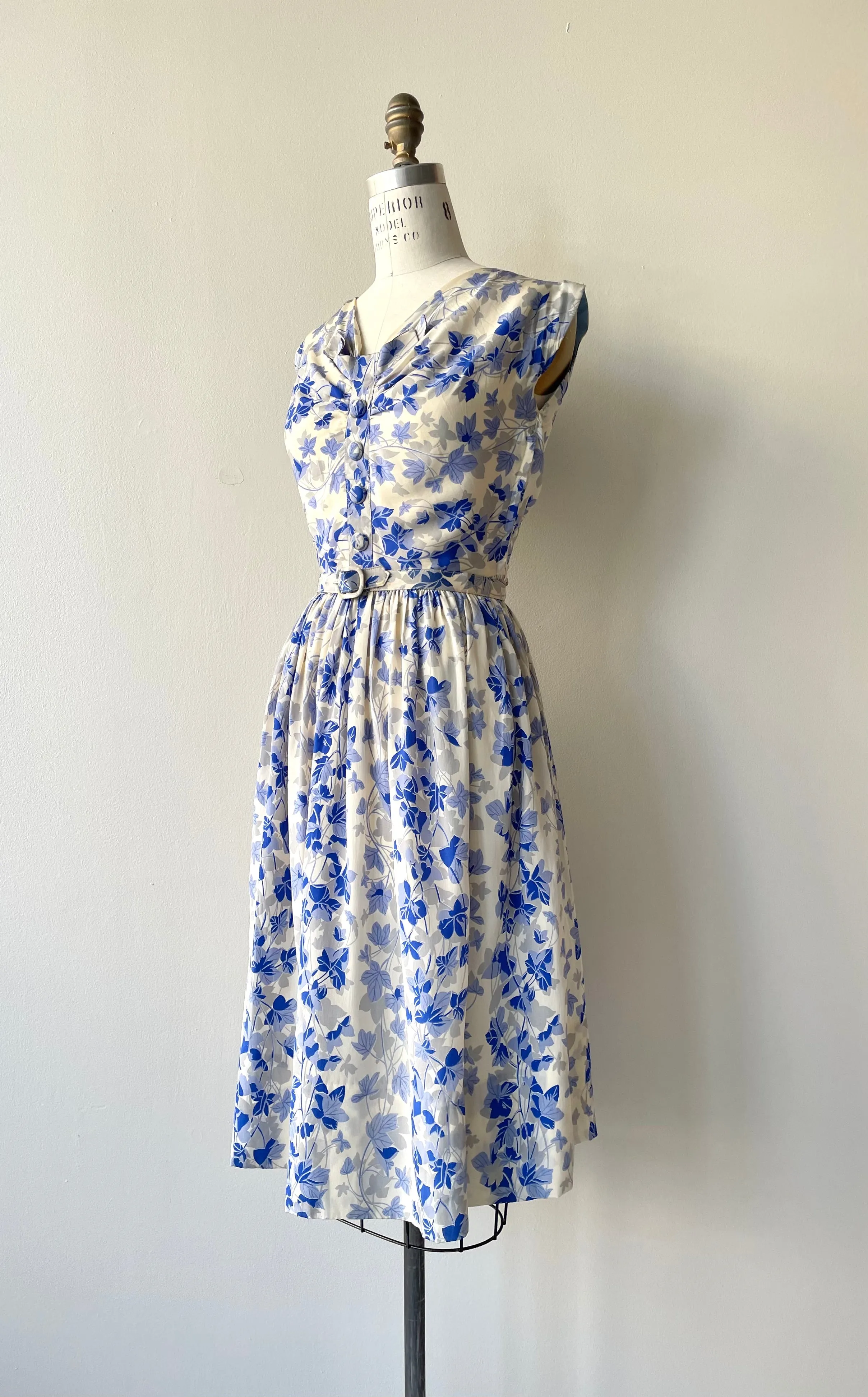 Misted Blooms Silk Dress | 1950s