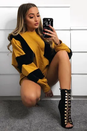 Mustard Jumper with Fur on Front and Sleeves - Mercedes