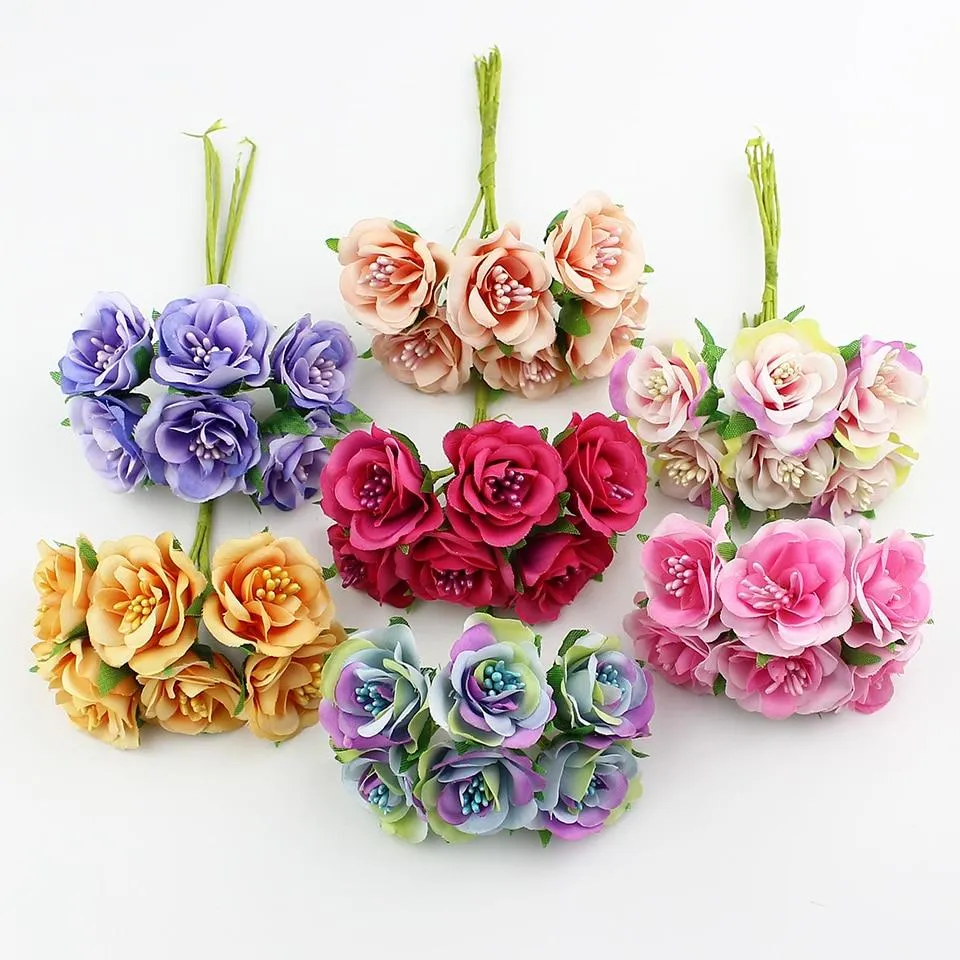 New stylish Artificial silk Rose Stamen flower Bouquet For Decorative