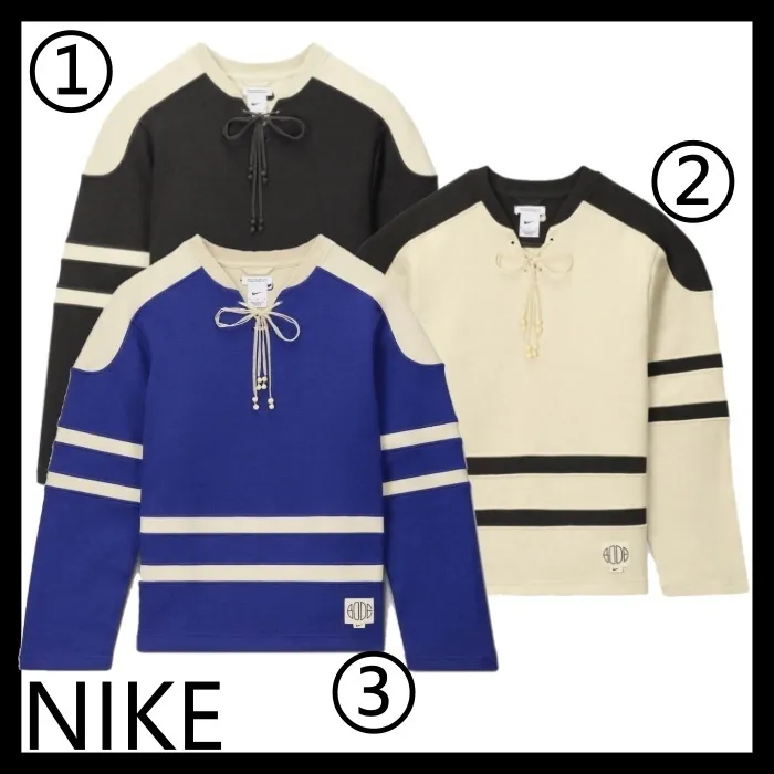 Nike  |Wool Street Style Collaboration Long Sleeves Logo Sweaters