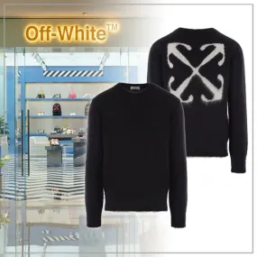 Off-White  |Street Style Long Sleeves Plain Sweaters