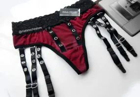 Panty garter belt redwine