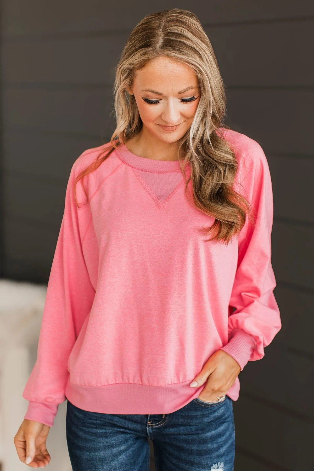 Pleased To Be Here Knit Top- Neon Pink