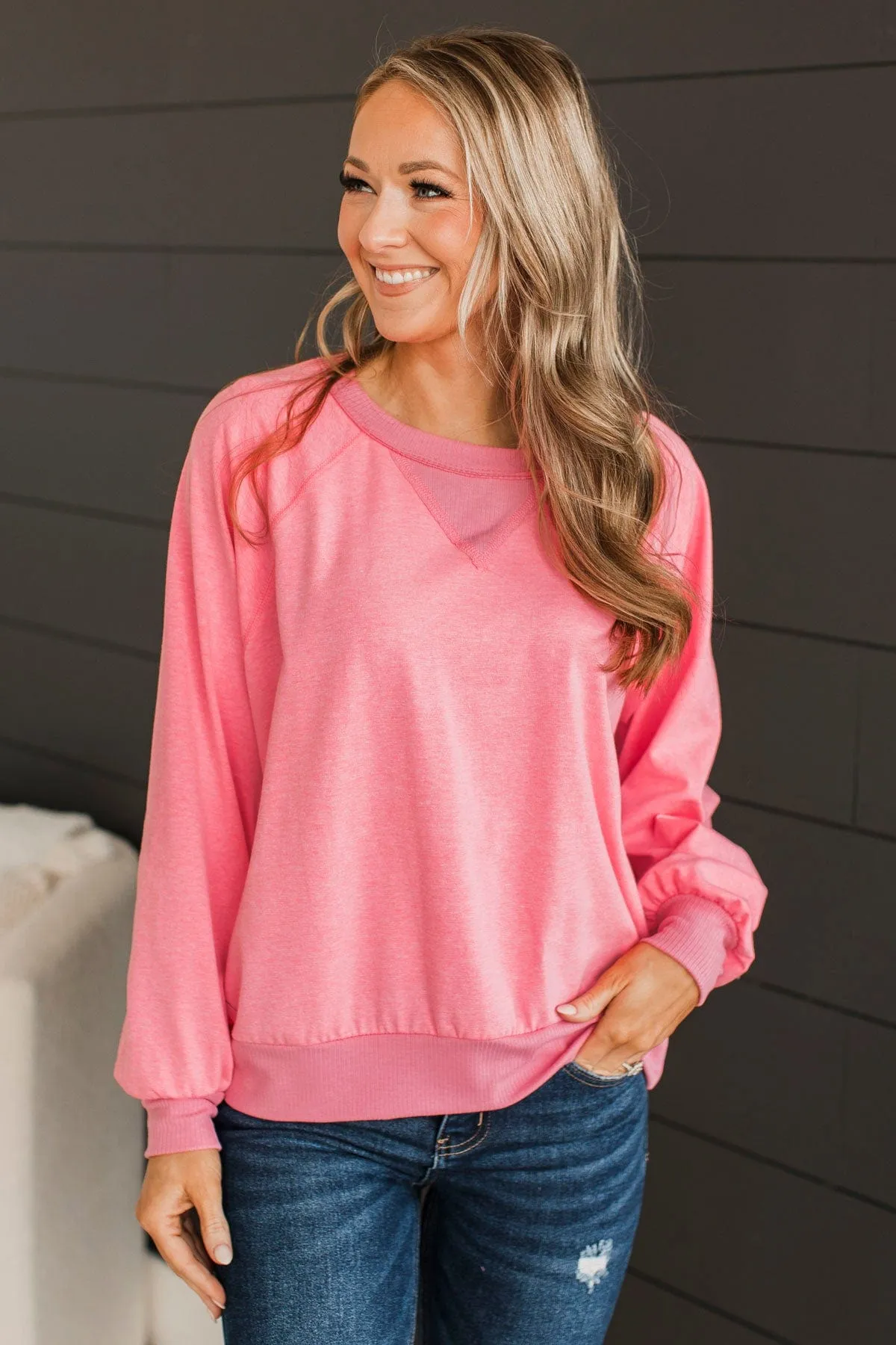 Pleased To Be Here Knit Top- Neon Pink