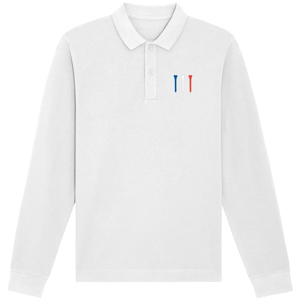 Polo manches longues coton bio Tees Bleu Blanc Rouge