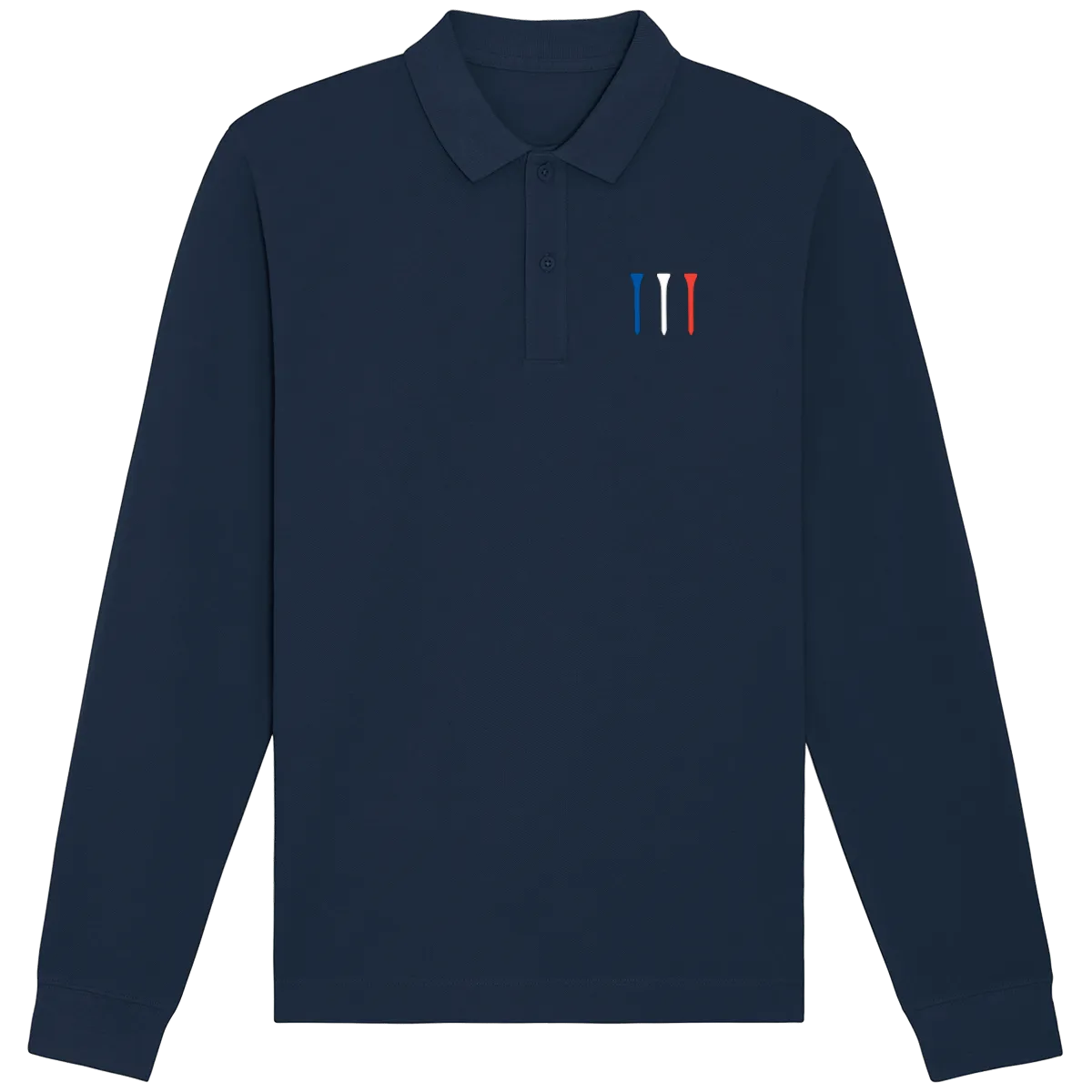 Polo manches longues coton bio Tees Bleu Blanc Rouge