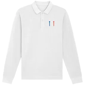 Polo manches longues coton bio Tees Bleu Blanc Rouge