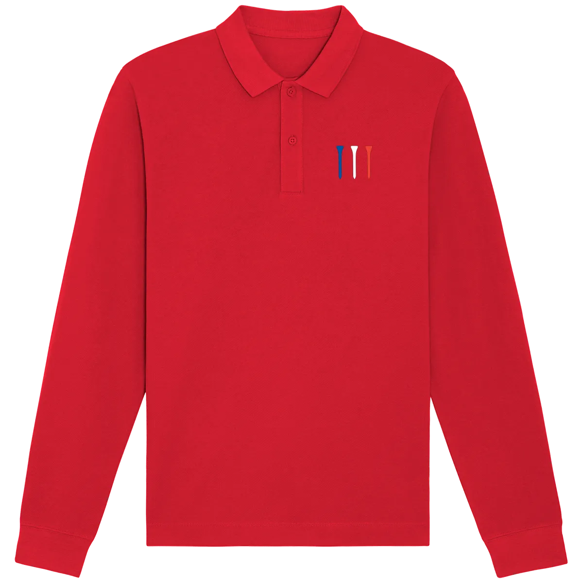 Polo manches longues coton bio Tees Bleu Blanc Rouge