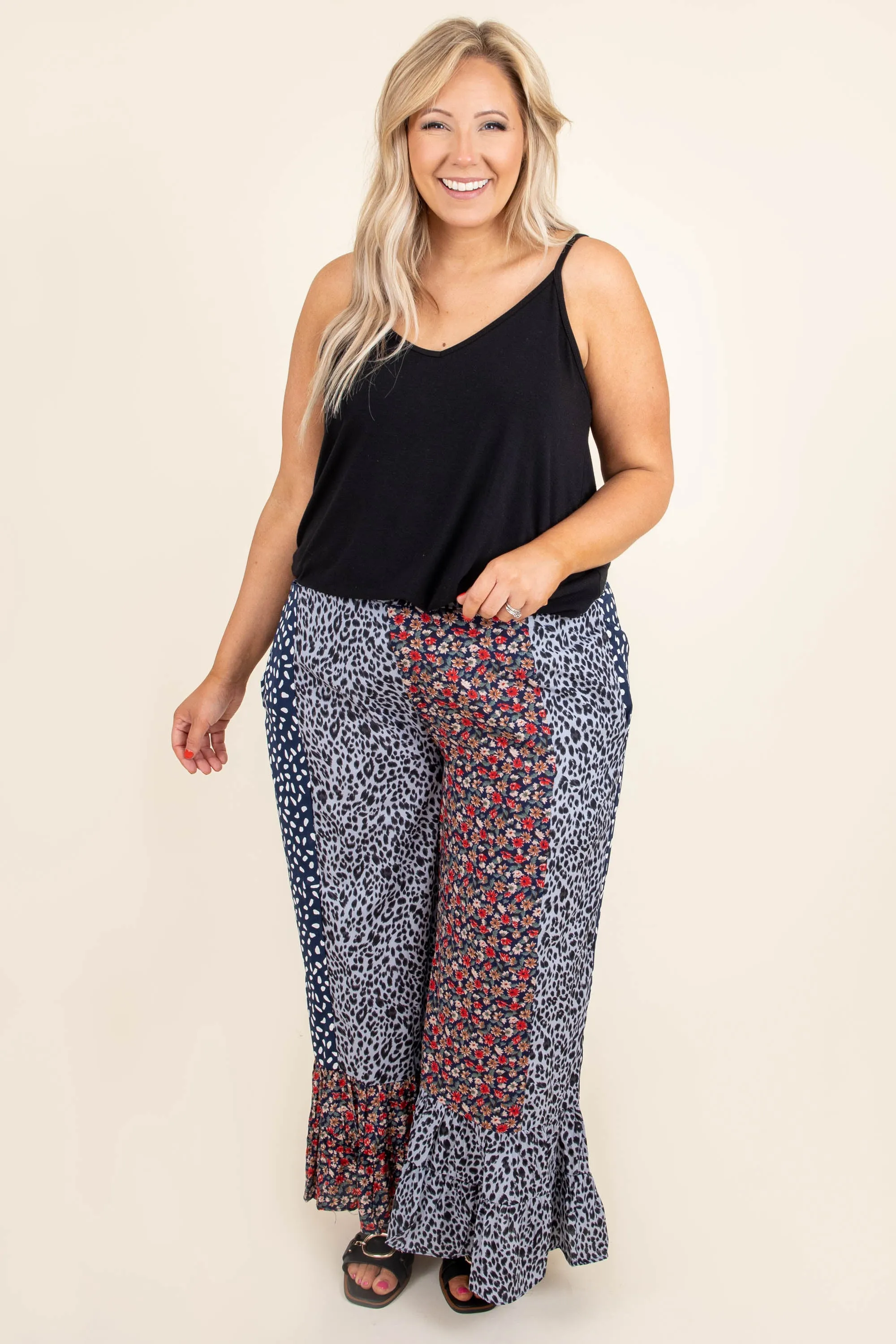 Poppy Strolls Pants, Navy Mix