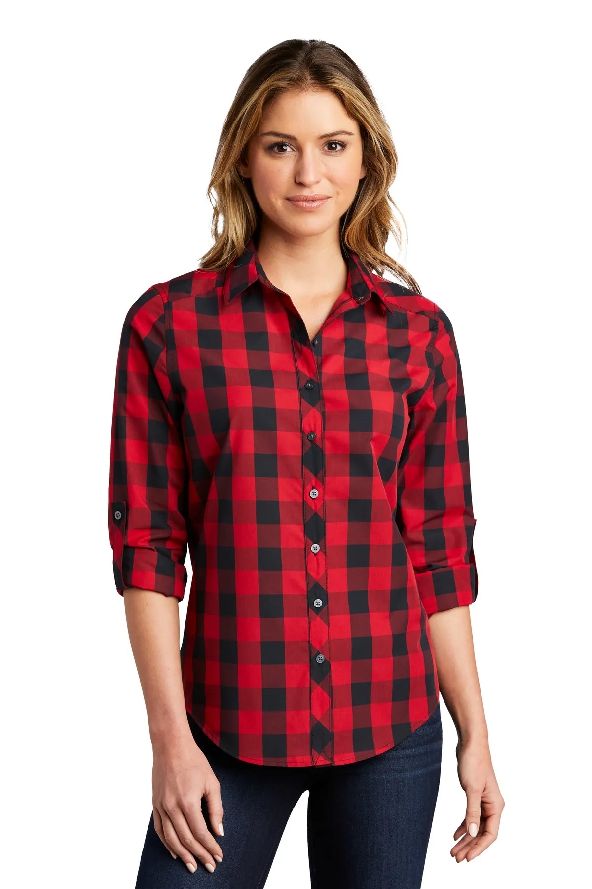 Port Authority Clothing LW670 Port Authority    Ladies Everyday Plaid Shirt SKU: LW670