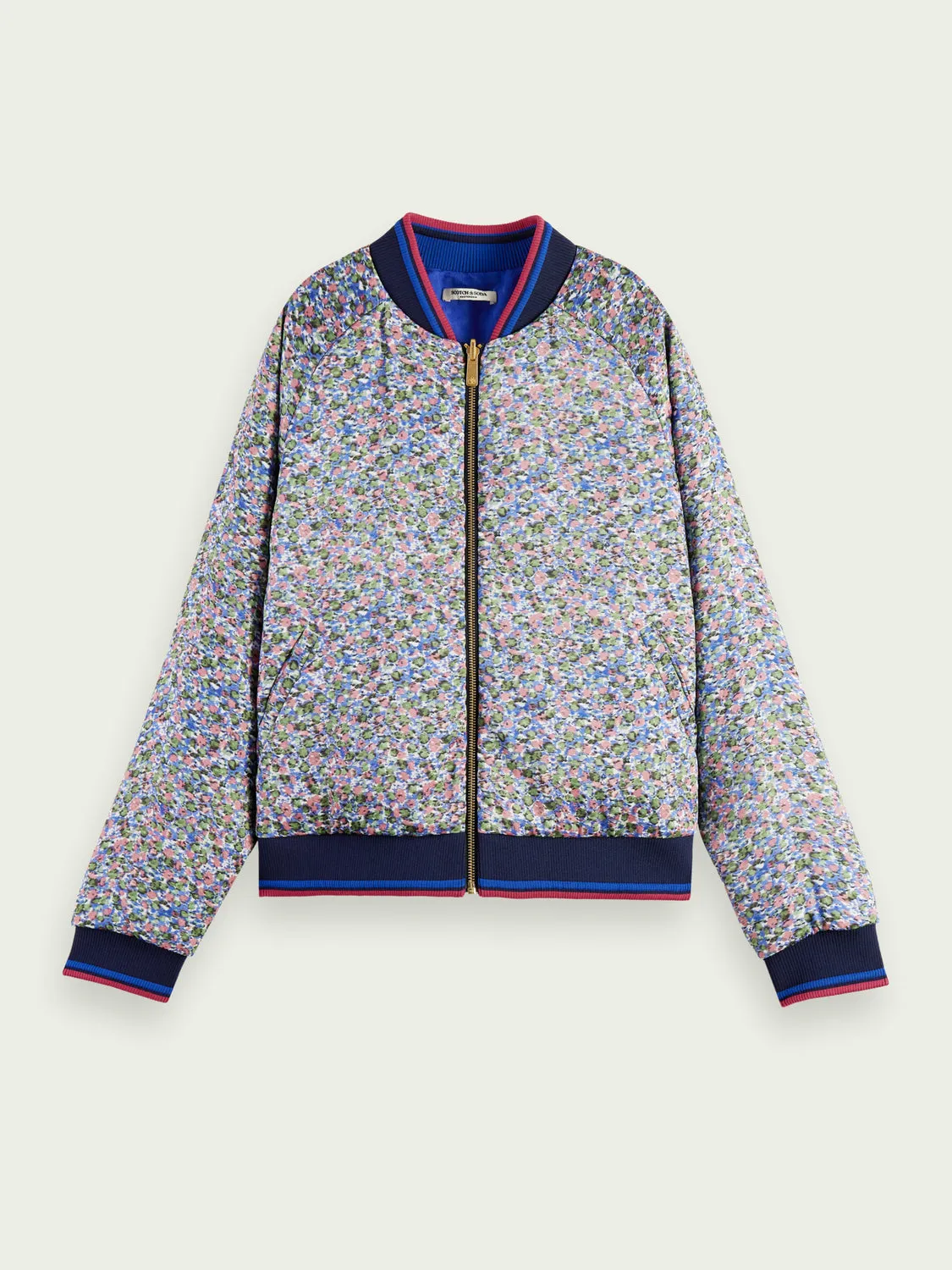 Printed reversible padded bomber jacket