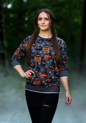 Quirky Kitty Adult Halloween Sweater