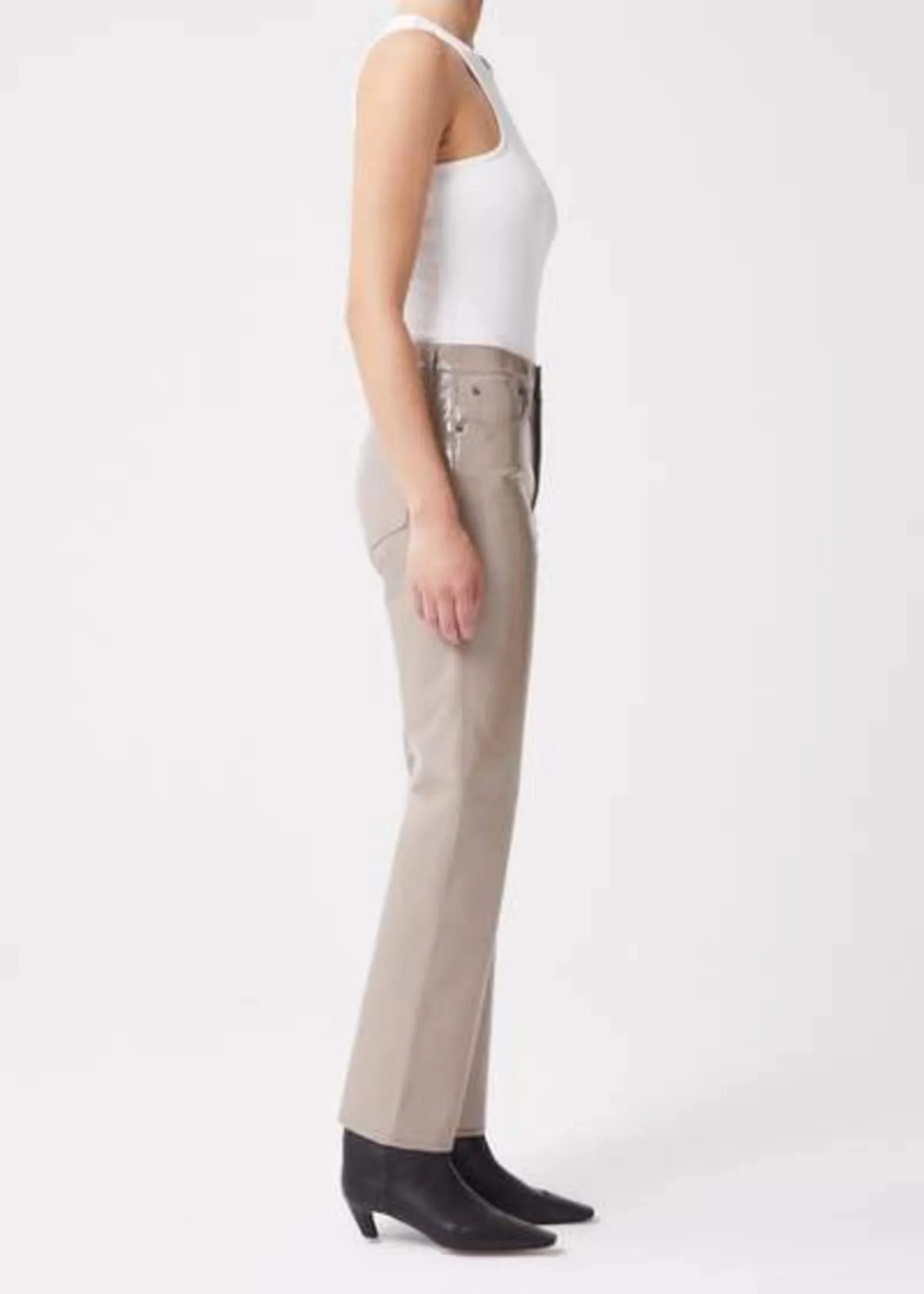 Recycled Leather 90's Pinch Waist pants - Quail Patent