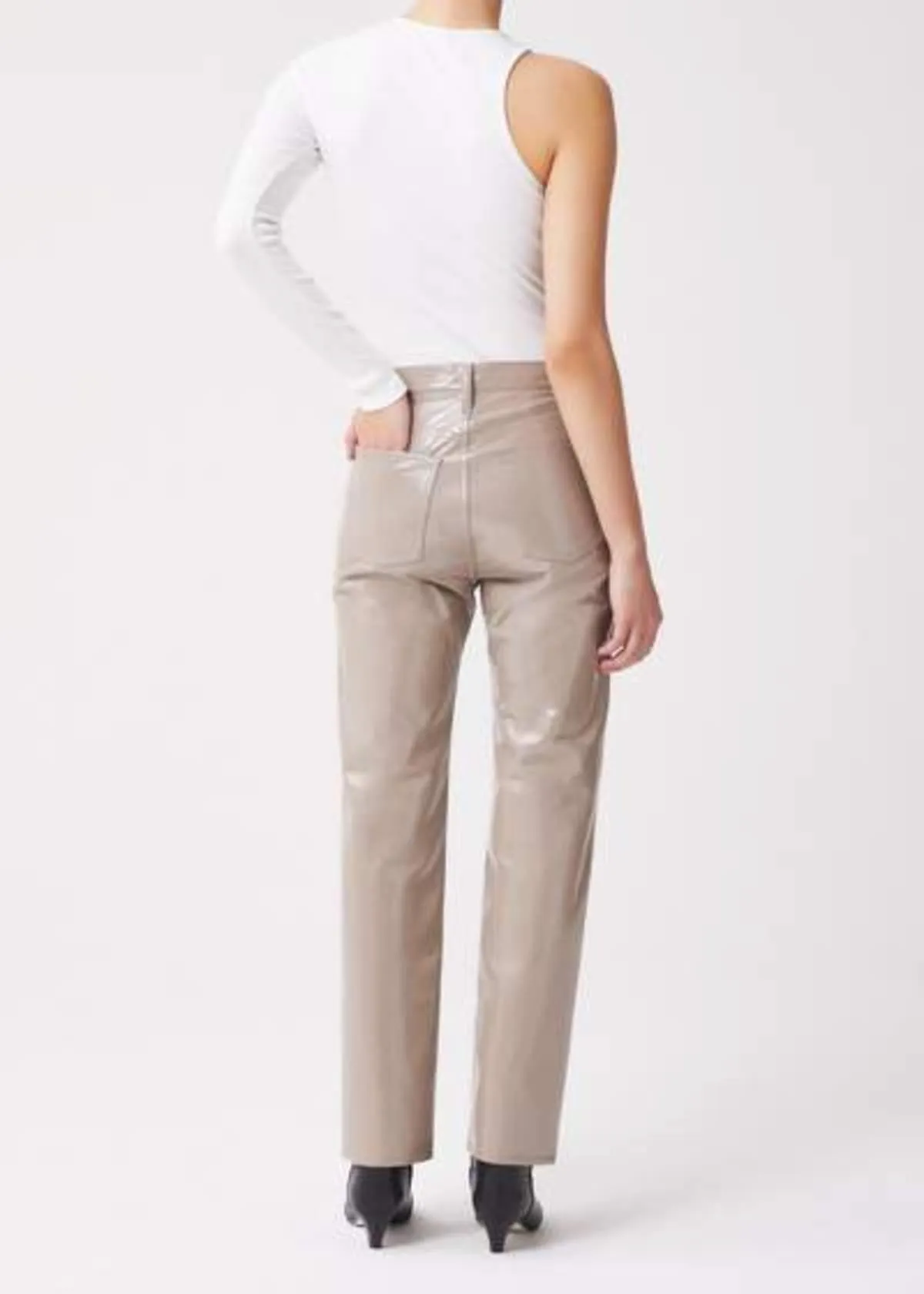 Recycled Leather 90's Pinch Waist pants - Quail Patent