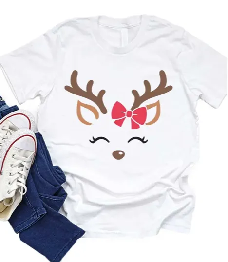 Reindeer Face Kids Graphic Tee